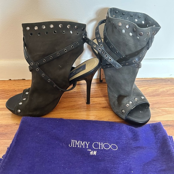 Jimmy Choo Dark Brown Peep-Toe Heels - Picture 2 of 2